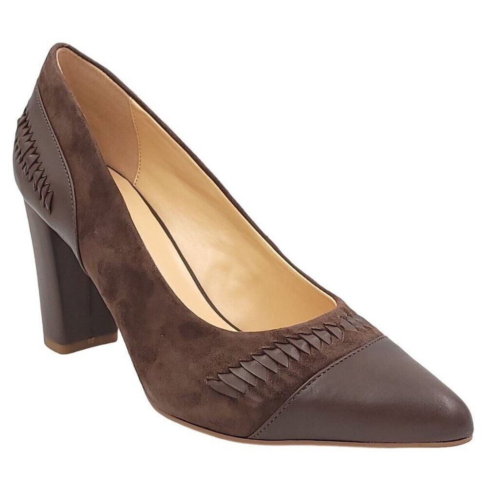 C‎ Wonder Beatrice Brown Suede Leather Comfort Block Heels